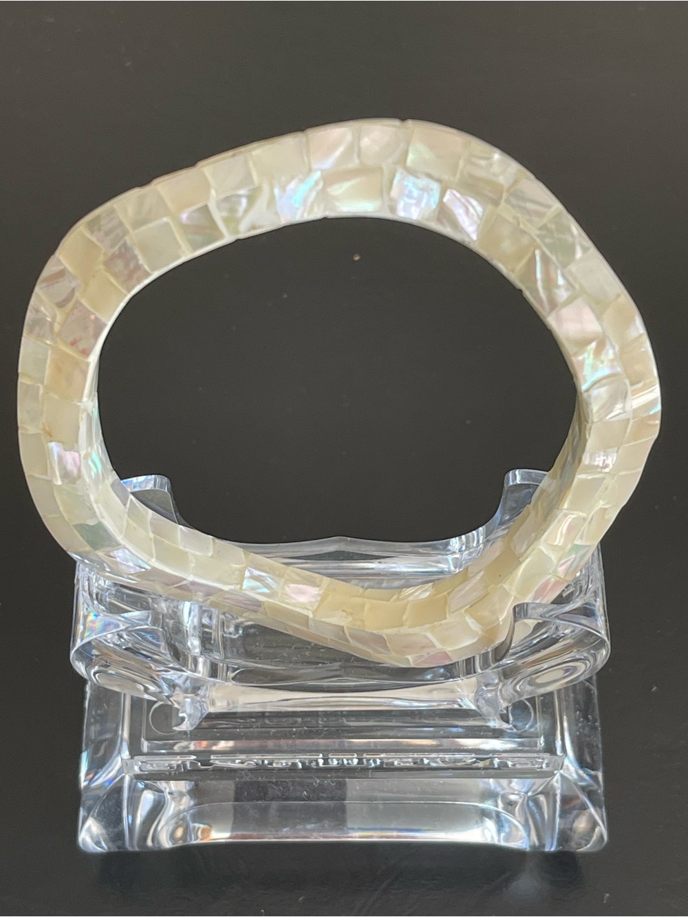 Vintage Mother of Pearl Mosaic Bangle Bracelet.